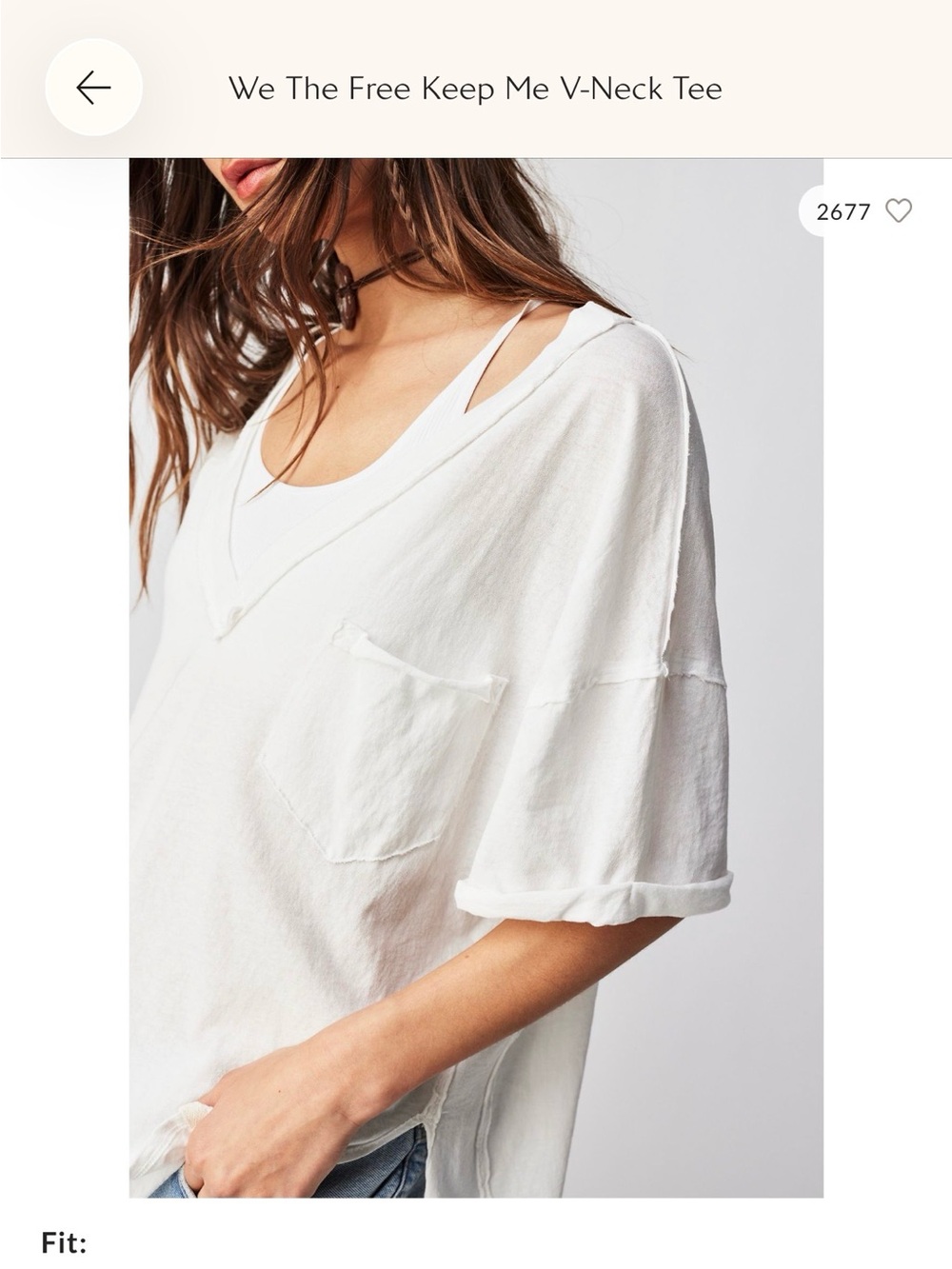 Free People White Oversized V-Neck Pocket Tee